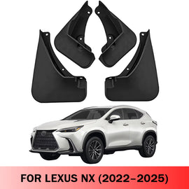 Mud Flaps for Lexus NX (NX250 / NX350 / NX350h / NX450h) 2022–2025 No-Drill Custom Fit All-Weather Front & Rear Splash Guards (4PCS)