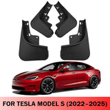 Mud Flaps for Tesla Model S 2022–2025 No-Drill Custom Fit Front & Rear Splash Guards (4PCS)