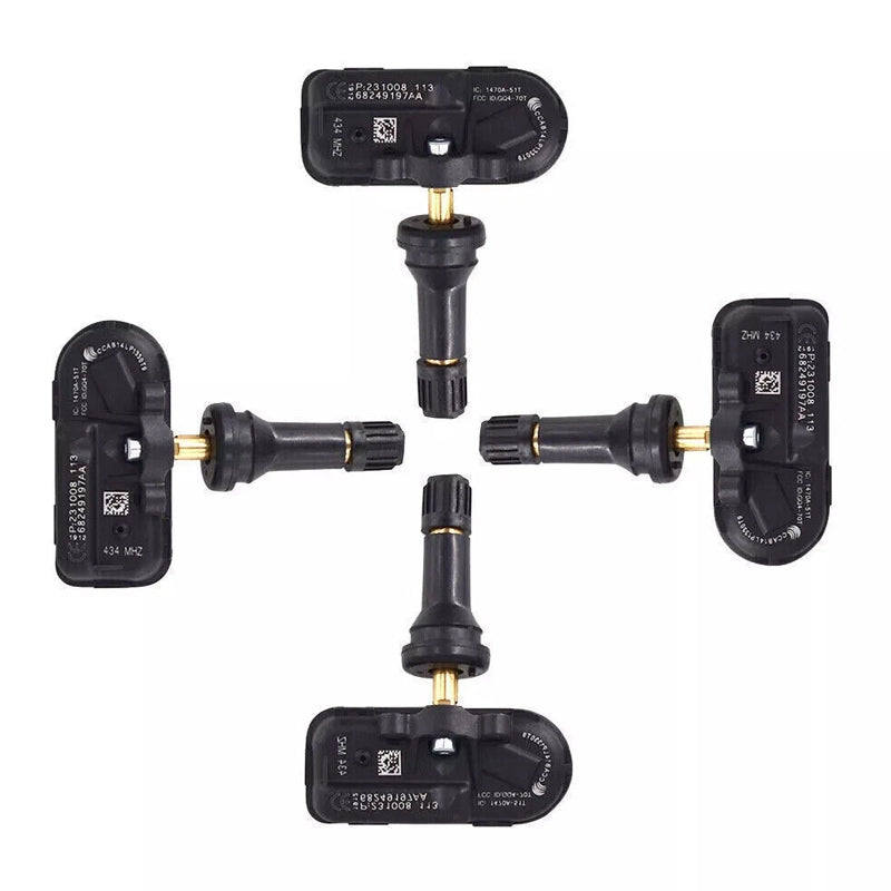 OEM 68249197AA TPMS Sensor 4-Pack for Chrysler Dodge Jeep Ram – Pre-Programmed Tire Pressure Monitoring System Replacement