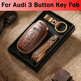 Genuine Leather Key Fob Cover for Audi