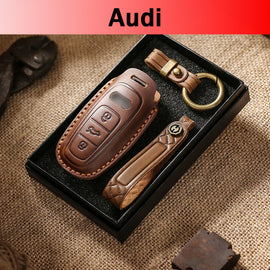 Genuine Leather Key Fob Cover for Audi