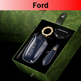 Genuine Leather Key Fob Cover for Ford Explorer, Fusion, Escape, F-150, F-250, F-350, F-450, F-550