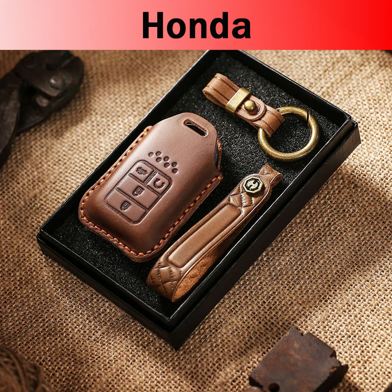 Genuine Leather Honda Key Fob Cover – Fits Civic, Accord, CR-V Smart Keys & More