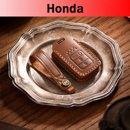 Genuine Leather Key Fob Cover for Honda Civic, Accord, Pilot, CR-V, HR-V, Insight, Odyssey