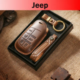 Genuine Leather Key Fob Cover for Jeep