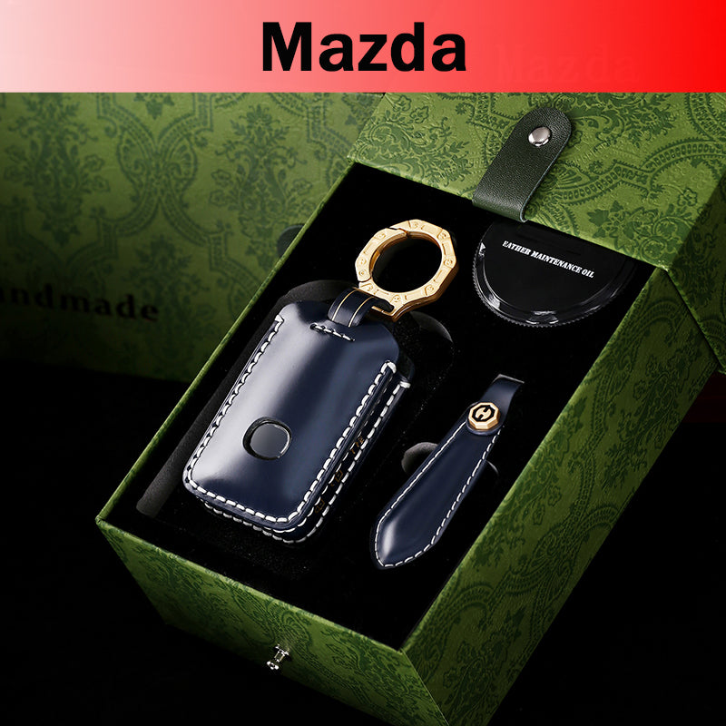 Leather Car Key Protective Cover for Mazda 3, CX-30, CX-5, and CX-9 Remote Key Fob