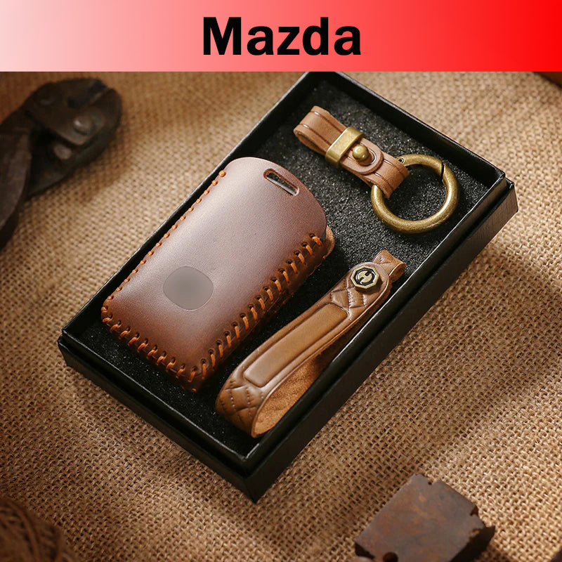 Genuine Leather Key Fob Cover for Mazda