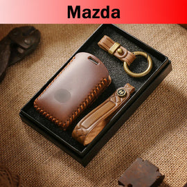 Genuine Leather Key Fob Cover for Mazda