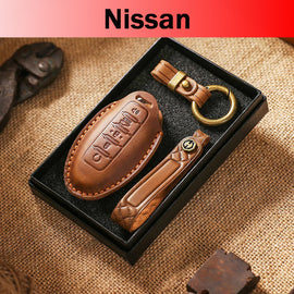 Genuine Leather Key Fob Cover for Nissan (3-5 Button)