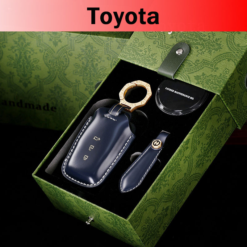 High-End Leather Key Cover with Gift Box, Suitable for Toyota Highlander, Alphard, Previa, and Vellfire