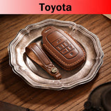 Genuine Leather Key Fob Cover for Toyota Tundra, Sequoia, Sienna, Camry, Corolla, Highlander, Prius Prime, RAV4 Prime, C-HR