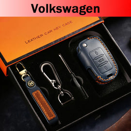 Genuine Leather Key Fob Cover for All 3-Button Volkswagen Key Fobs