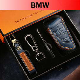 Genuine Leather Key Fob Cover for BMW 1 3 4 5 7 Series X1 X3 X4 X5 X6 X7 330i 530i 540i 730i Smart Key Case Holder Accessories