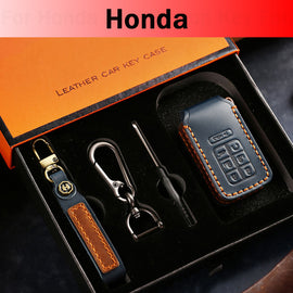 Genuine Leather Honda Key Fob Cover – 2-7 Button Smart Key Case (Civic/Accord/CR-V/Pilot)