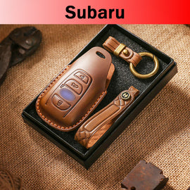 Genuine Leather Key Fob Cover for Subaru Outback, Forester, Legacy, and XV