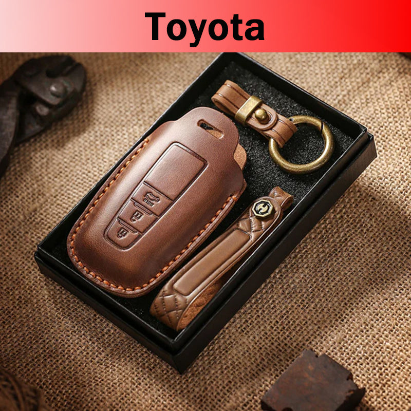 Genuine Leather Key Fob Cover for Toyota