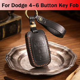 Genuine Leather Key Fob Case Compatible with Dodge RAM 1500, 2500, 3500, 4500, 5500 Pickup Trucks