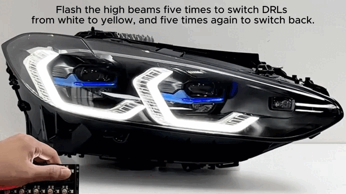 Laser Style Headlights for BMW 4 Series G22 G23 G26 M3 M4 (2021 - Present) Assembly Upgrade, Amber DRL