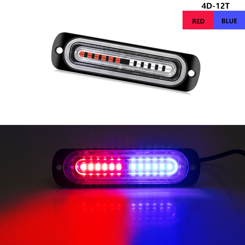 8pcs 12 LED Synchronous Function Emergency Strobe Grille Lights, Ultra-Thin Surface Mount Hazard Warning Flasher Chasing Lights