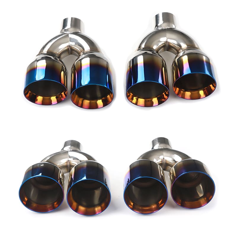 Dual Slant-Cut Stainless Steel Exhaust Tip – 10" Long Blue, Black, Silver Universal Bolt-On Exhaust Pipe