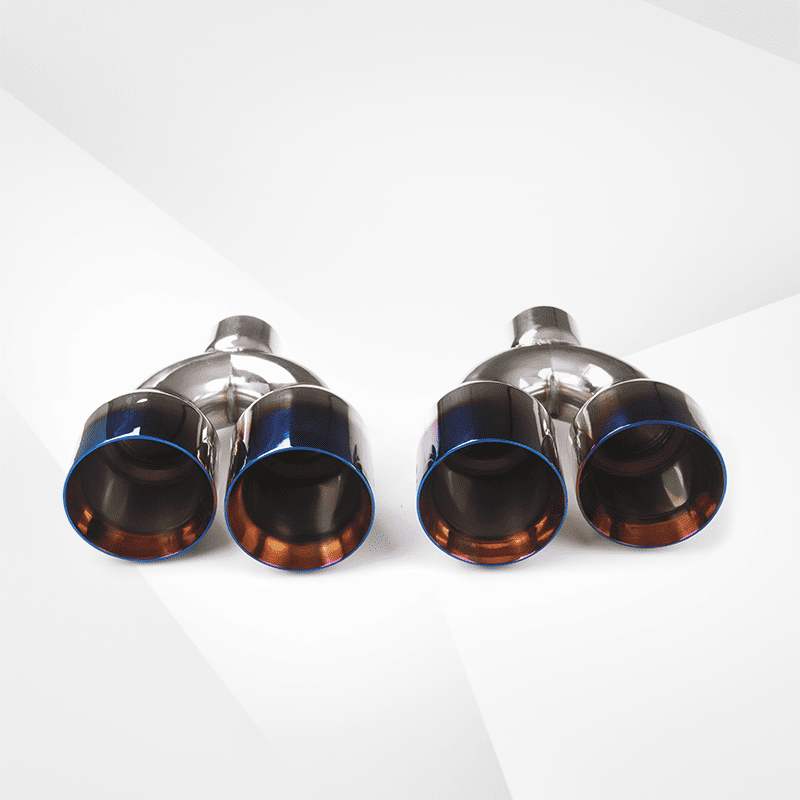 Dual Slant-Cut Stainless Steel Exhaust Tip – 10" Long Blue, Black, Silver Universal Bolt-On Exhaust Pipe