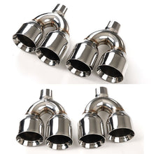 Load image into Gallery viewer, Dual Slant-Cut Stainless Steel Exhaust Tip – 10" Long Blue, Black, Silver Universal Bolt-On Exhaust Pipe