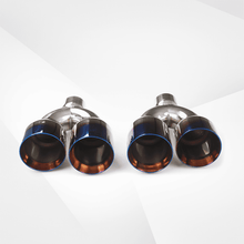 Load image into Gallery viewer, Dual Slant-Cut Stainless Steel Exhaust Tip – 10" Long Blue, Black, Silver Universal Bolt-On Exhaust Pipe