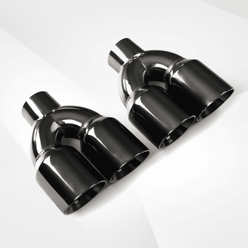 Dual Slant-Cut Stainless Steel Exhaust Tip – 10" Long Blue, Black, Silver Universal Bolt-On Exhaust Pipe