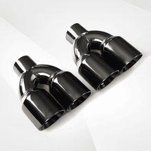 Load image into Gallery viewer, Dual Slant-Cut Stainless Steel Exhaust Tip – 10" Long Blue, Black, Silver Universal Bolt-On Exhaust Pipe