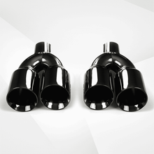 Load image into Gallery viewer, Dual Slant-Cut Stainless Steel Exhaust Tip – 10" Long Blue, Black, Silver Universal Bolt-On Exhaust Pipe