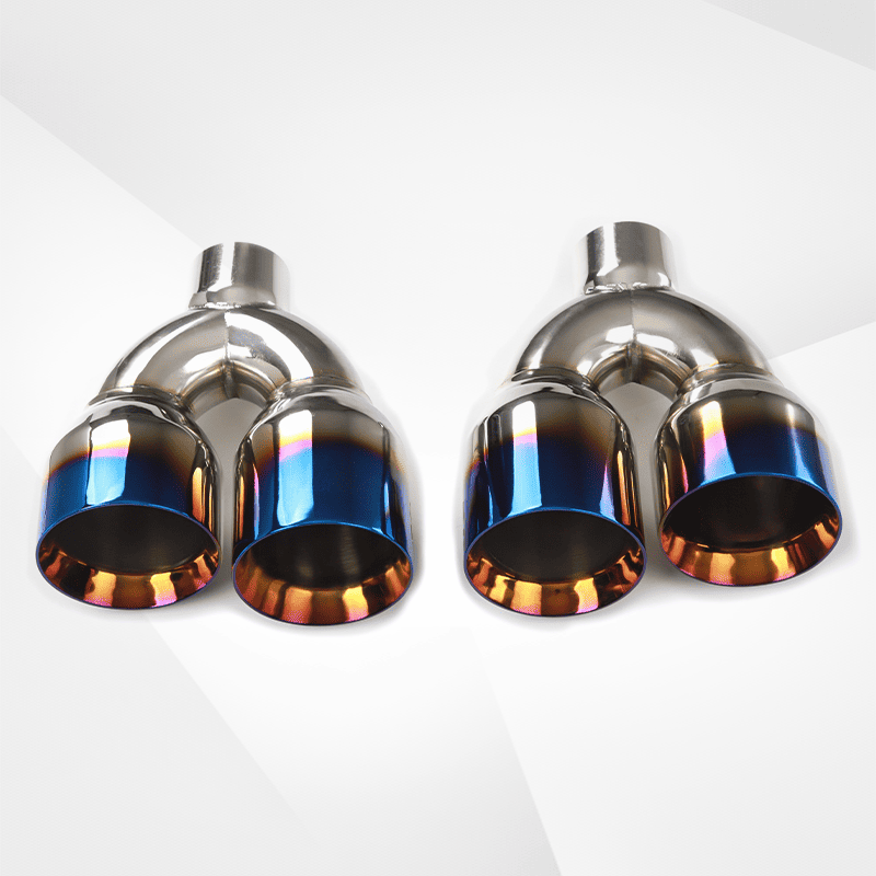 Dual Slant-Cut Stainless Steel Exhaust Tip – 10" Long Blue, Black, Silver Universal Bolt-On Exhaust Pipe
