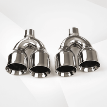 Load image into Gallery viewer, Dual Slant-Cut Stainless Steel Exhaust Tip – 10" Long Blue, Black, Silver Universal Bolt-On Exhaust Pipe