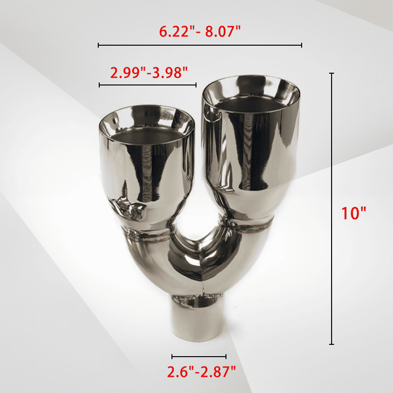 Dual Slant-Cut Stainless Steel Exhaust Tip – 10" Long Blue, Black, Silver Universal Bolt-On Exhaust Pipe