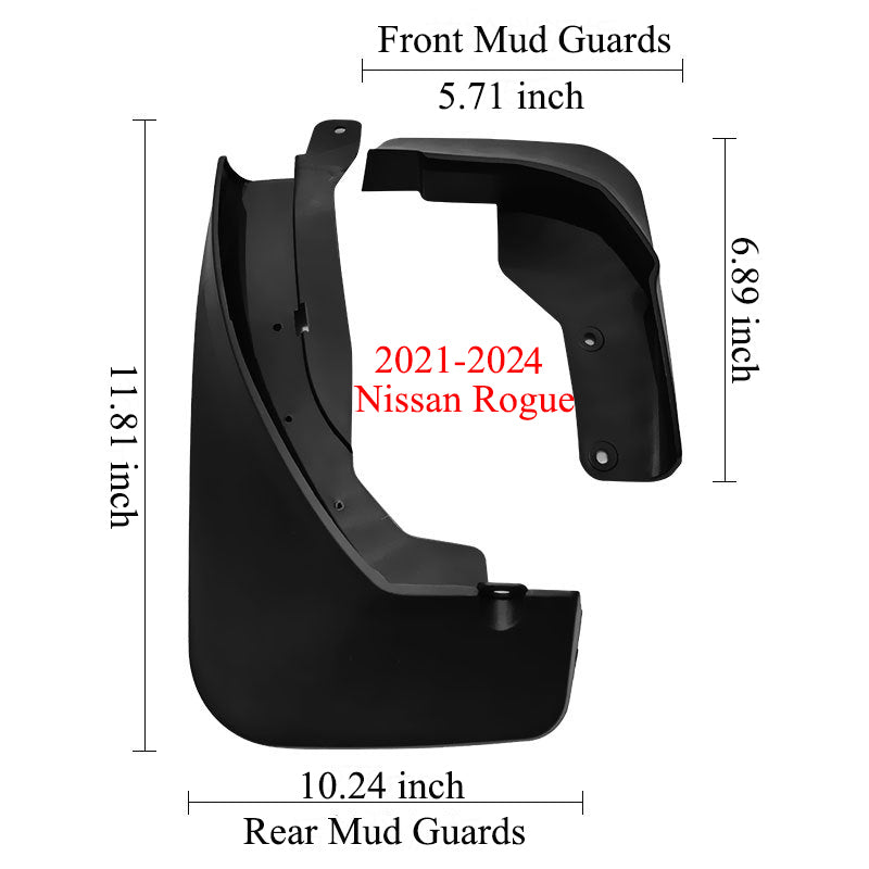 Mud Flaps for Nissan Rogue 2021-2024 - 4-Piece Front & Rear Mud Splash Guard Kit