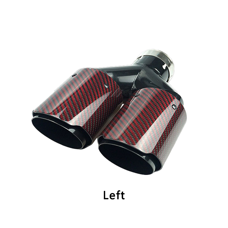 Red Carbon Fiber Glossy Y-Shaped Muffler Tips - 2.6″ IN/3.98″ OUT - Universal Fit