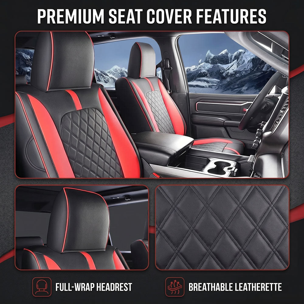 Custom For Dodge Ram Luxury All-inclusive Nappa Leather Car Seat Covers Full Set Compatible with Ram 1500(2014-2026)