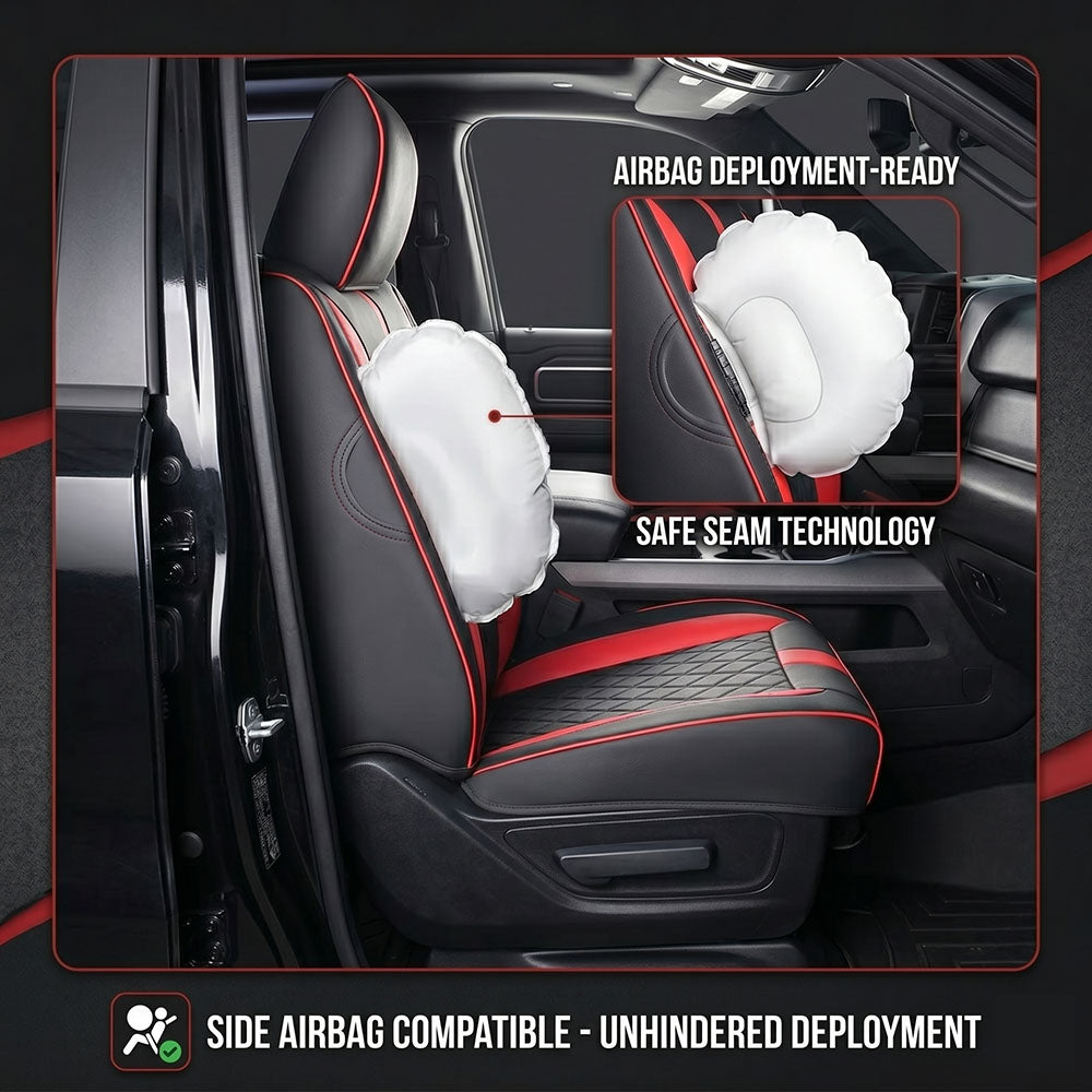 Custom For Dodge Ram Luxury All-inclusive Nappa Leather Car Seat Covers Full Set Compatible with Ram 1500(2014-2026)