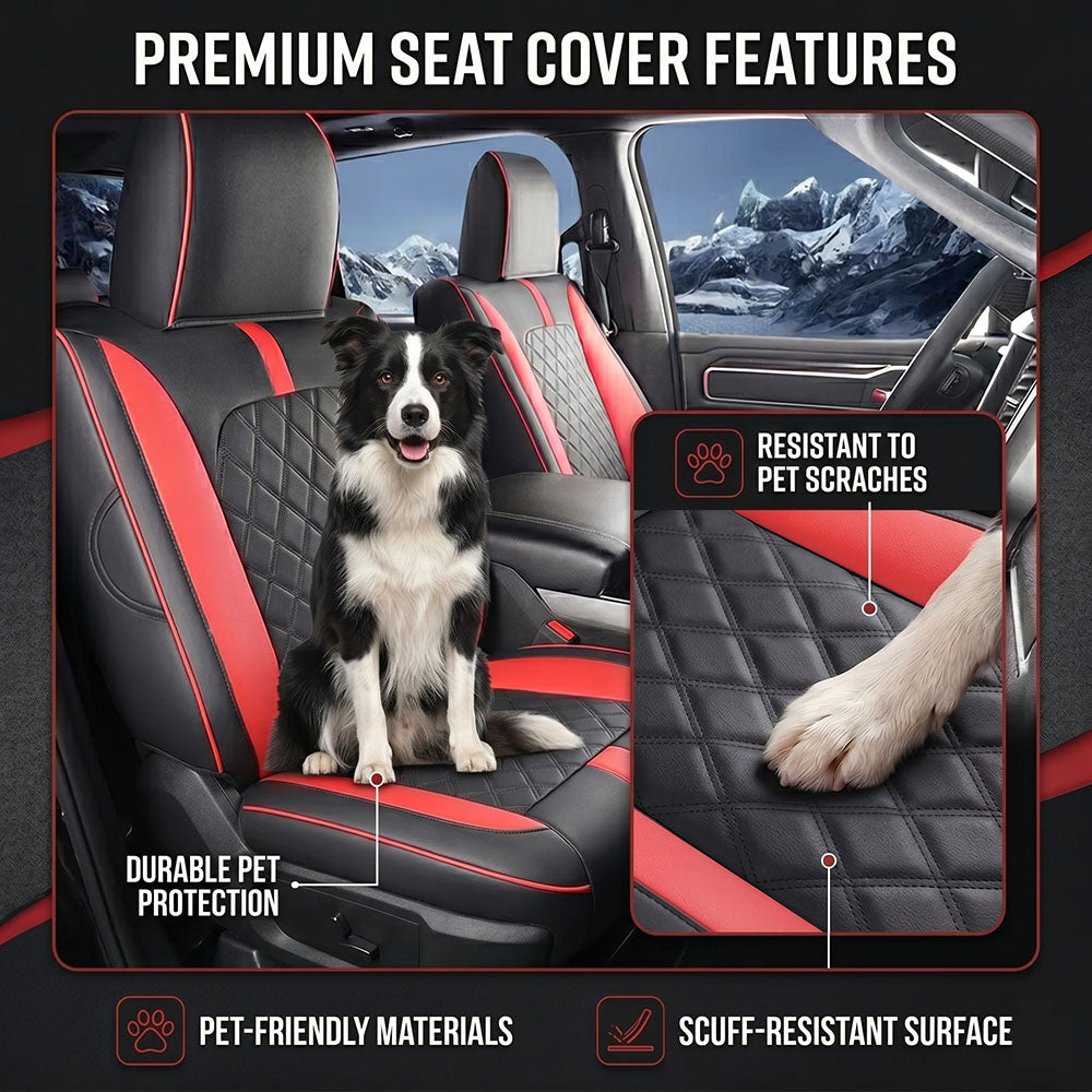 Custom For Dodge Ram Luxury All-inclusive Nappa Leather Car Seat Covers Full Set Compatible with Ram 1500(2014-2026)