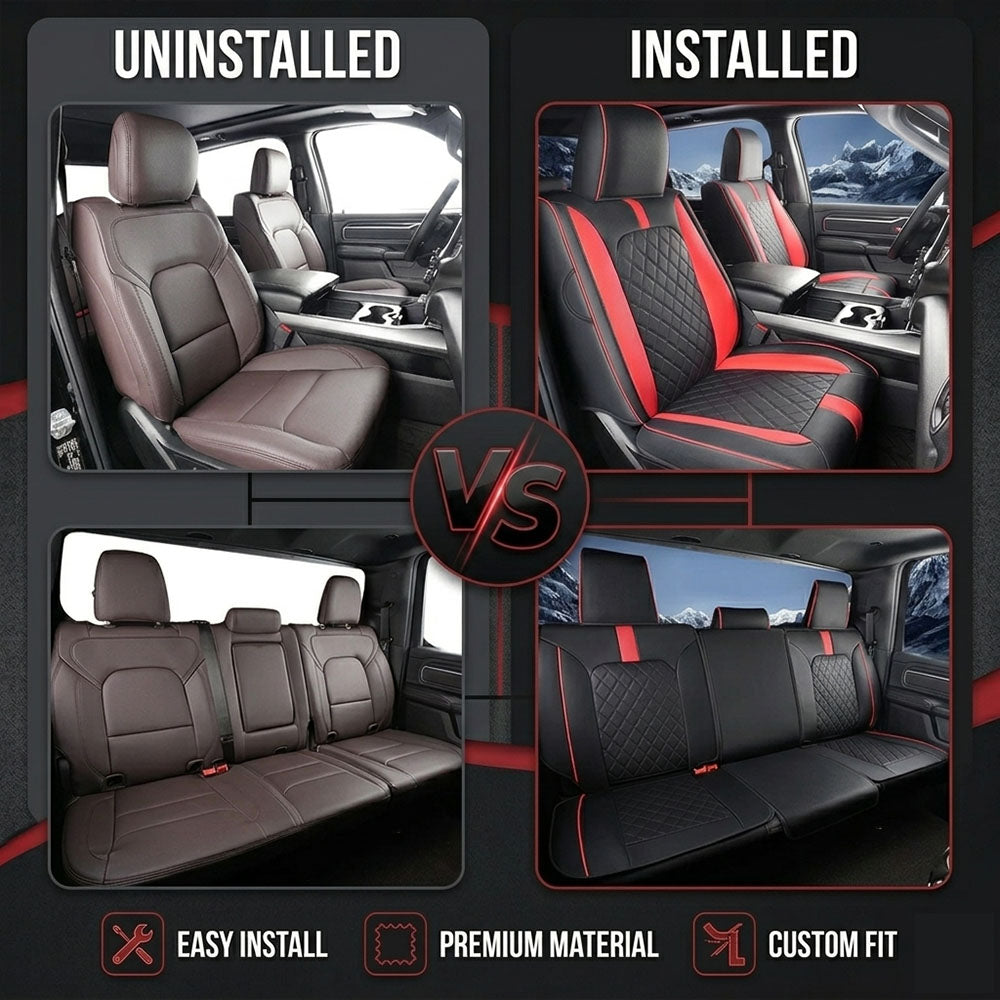 Custom For Dodge Ram Luxury All-inclusive Nappa Leather Car Seat Covers Full Set Compatible with Ram 1500(2014-2026)