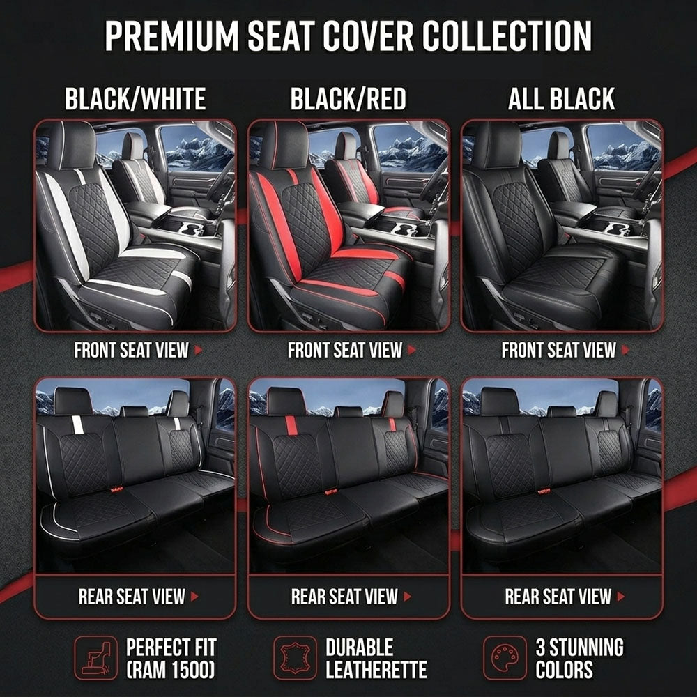 Custom For Dodge Ram Luxury All-inclusive Nappa Leather Car Seat Covers Full Set Compatible with Ram 1500(2014-2026)