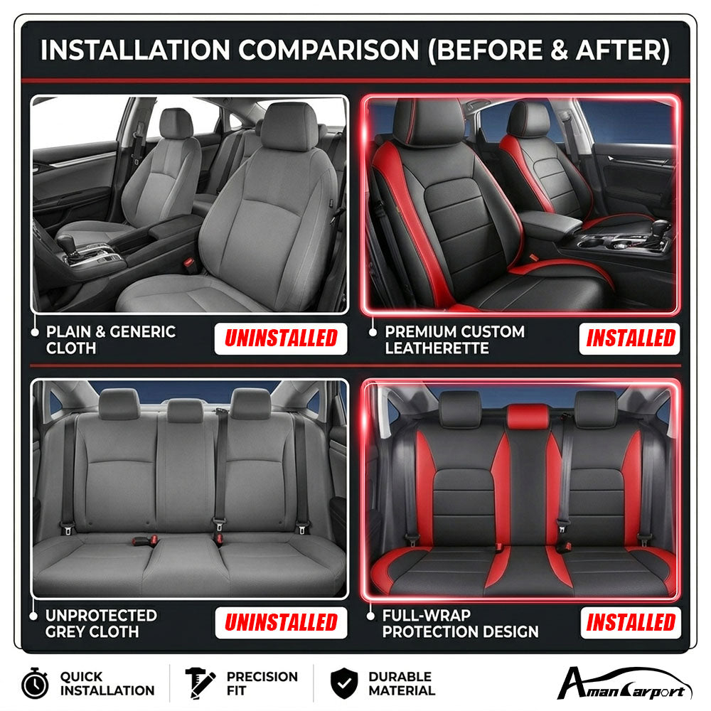 Custom For Honda Civic(2022-2026) Luxury Leather Car Seat Cover Full Set