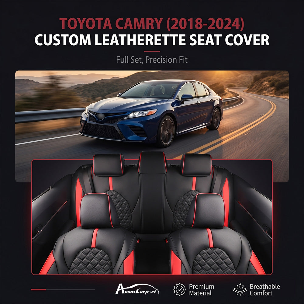 Custom for Toyota Camry(2018-2024) Sport Style Leather Car Seat Cover Full Set