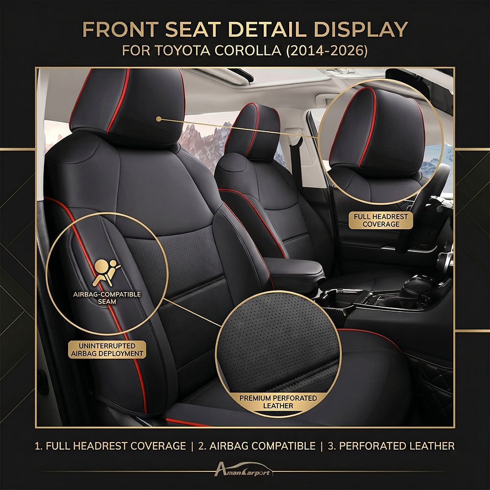 Custom for Toyota Corolla(2014-2026) Faux Leather Car Seat Cover Full Set