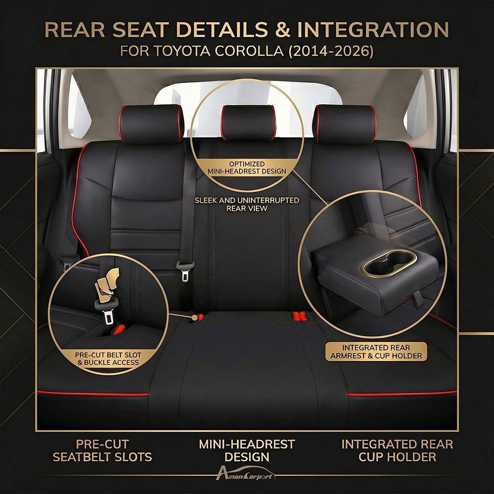 Custom for Toyota Corolla(2014-2026) Faux Leather Car Seat Cover Full Set