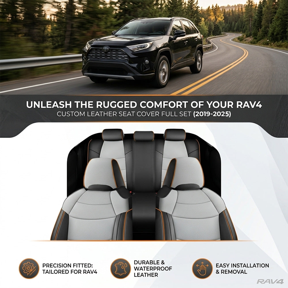 Custom Faux Leather Car Seat Covers Full Set for Toyota RAV4 (2019-2025)