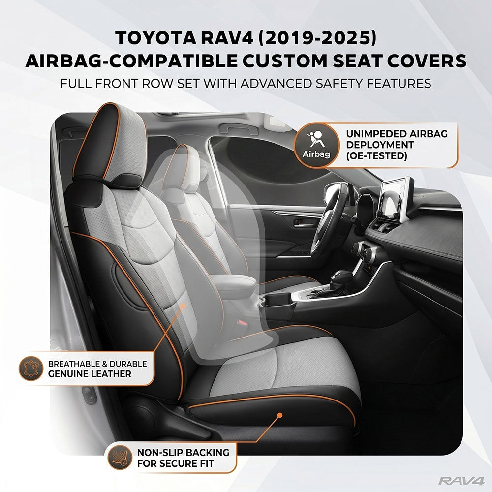 Custom Faux Leather Car Seat Covers Full Set for Toyota RAV4 (2019-2025)