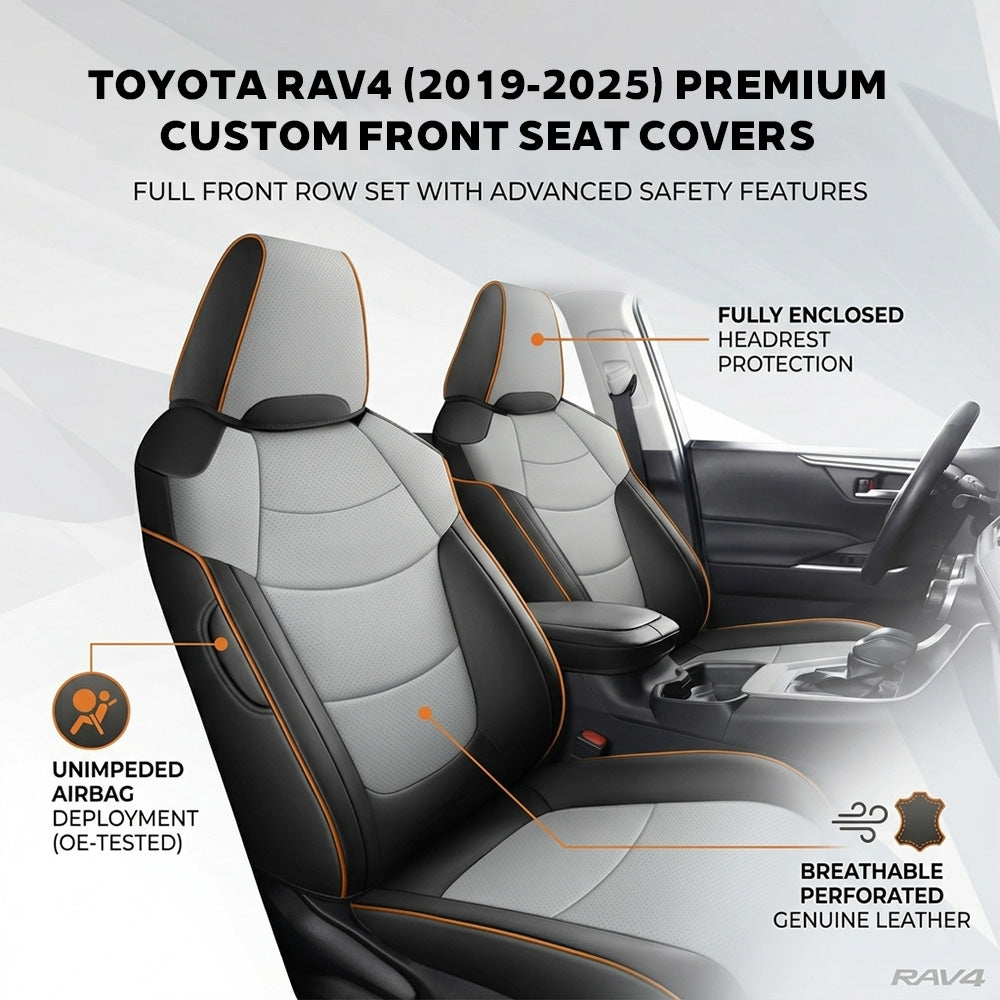 Custom Faux Leather Car Seat Covers Full Set for Toyota RAV4 (2019-2025)