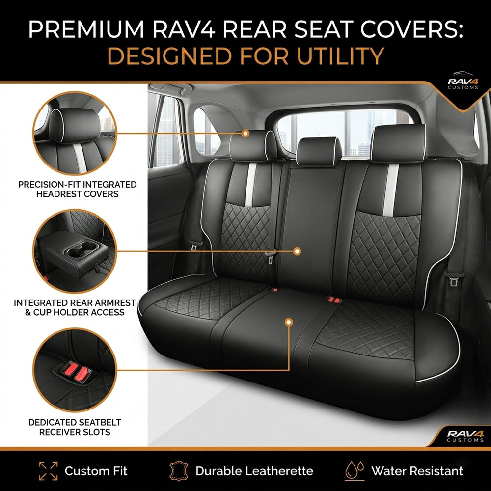 Custom For Toyota Rav4 (2019-2025) Sporty Leather Car Seat Cover Full Set Compatible with Airbags