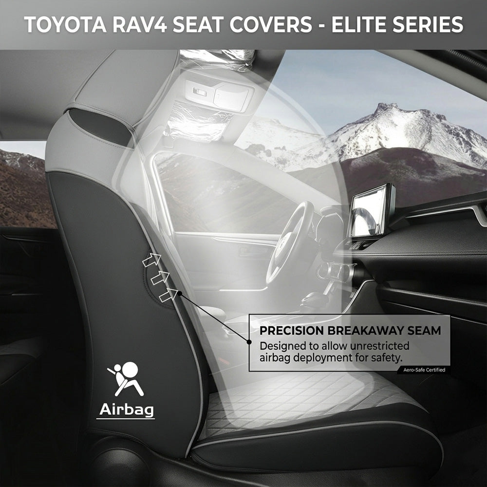 Custom For Toyota Rav4 (2019-2025) Sporty Leather Car Seat Cover Full Set Compatible with Airbags