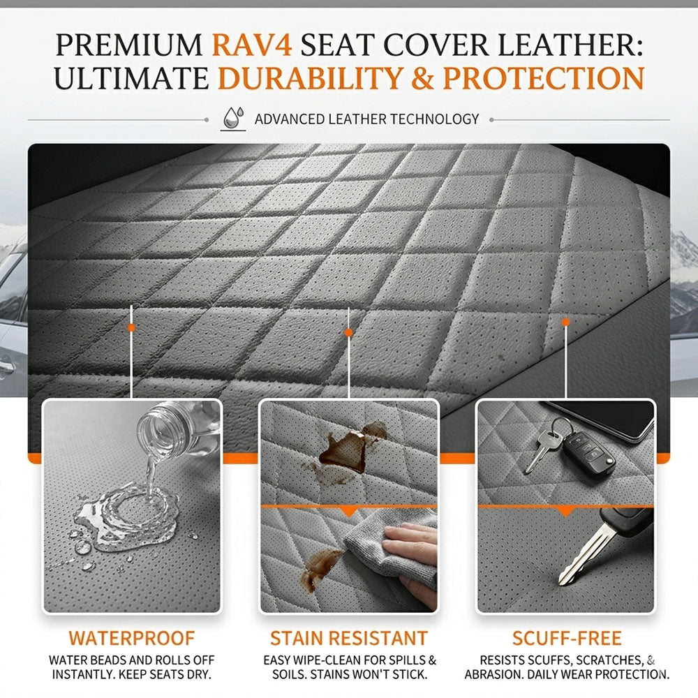 Custom For Toyota Rav4 (2019-2025) Sporty Leather Car Seat Cover Full Set Compatible with Airbags